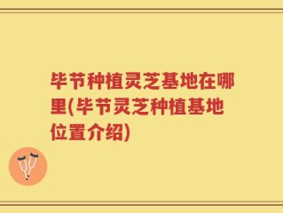 毕节种植灵芝基地在哪里(毕节灵芝种植基地位置介绍)