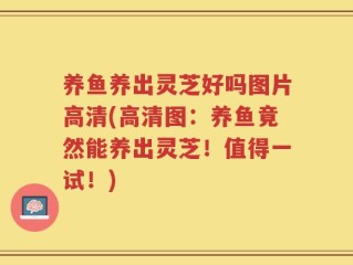 养鱼养出灵芝好吗图片高清(高清图：养鱼竟然能养出灵芝！值得一试！)