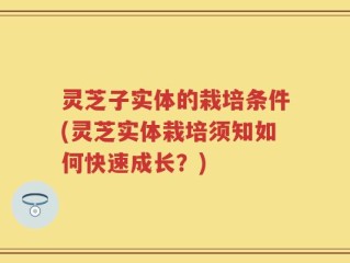 灵芝子实体的栽培条件(灵芝实体栽培须知如何快速成长？)