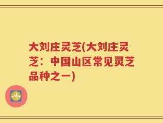 大刘庄灵芝(大刘庄灵芝：中国山区常见灵芝品种之一)