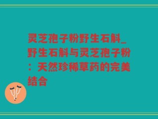 灵芝孢子粉野生石斛_野生石斛与灵芝孢子粉：天然珍稀草药的完美结合
