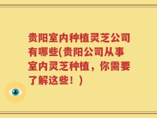贵阳室内种植灵芝公司有哪些(贵阳公司从事室内灵芝种植，你需要了解这些！)