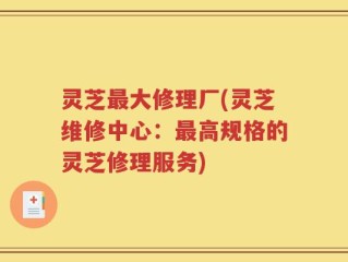 灵芝最大修理厂(灵芝维修中心：最高规格的灵芝修理服务)