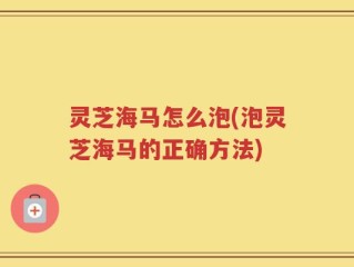 灵芝海马怎么泡(泡灵芝海马的正确方法)