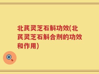 北芪灵芝石斛功效(北芪灵芝石斛合剂的功效和作用)