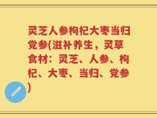 灵芝人参枸杞大枣当归党参(滋补养生，灵草食材：灵芝、人参、枸杞、大枣、当归、党参)