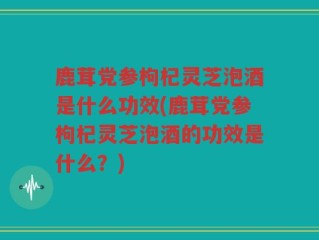 鹿茸党参枸杞灵芝泡酒是什么功效(鹿茸党参枸杞灵芝泡酒的功效是什么？)