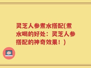 灵芝人参煮水搭配(煮水喝的好处：灵芝人参搭配的神奇效果！)