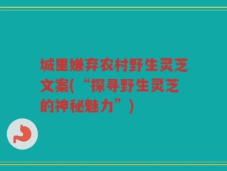 城里嫌弃农村野生灵芝文案(“探寻野生灵芝的神秘魅力”)