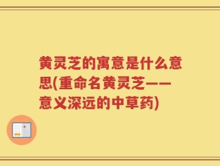 黄灵芝的寓意是什么意思(重命名黄灵芝——意义深远的中草药)