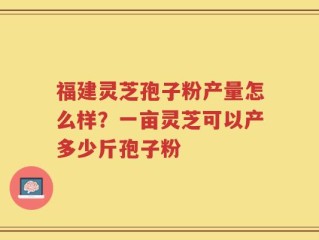 福建灵芝孢子粉产量怎么样？一亩灵芝可以产多少斤孢子粉