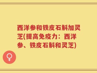 西洋参和铁皮石斛加灵芝(提高免疫力：西洋参、铁皮石斛和灵芝)