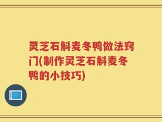 灵芝石斛麦冬鸭做法窍门(制作灵芝石斛麦冬鸭的小技巧)