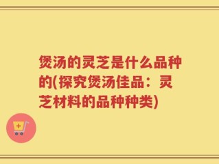 煲汤的灵芝是什么品种的(探究煲汤佳品：灵芝材料的品种种类)