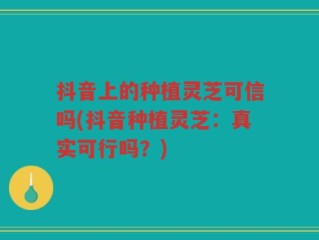 抖音上的种植灵芝可信吗(抖音种植灵芝：真实可行吗？)