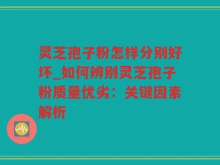 灵芝孢子粉怎样分别好坏_如何辨别灵芝孢子粉质量优劣：关键因素解析