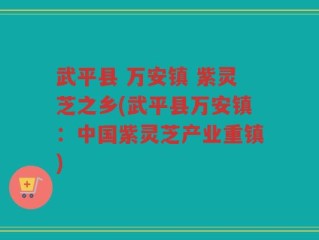 武平县 万安镇 紫灵芝之乡(武平县万安镇：中国紫灵芝产业重镇)