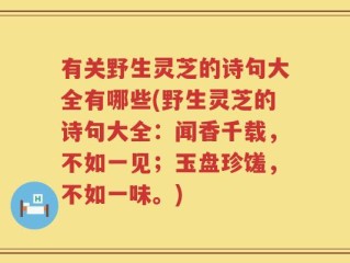有关野生灵芝的诗句大全有哪些(野生灵芝的诗句大全：闻香千载，不如一见；玉盘珍馐，不如一味。)