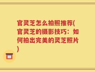 官灵芝怎么拍照推荐(官灵芝的摄影技巧：如何拍出完美的灵芝照片)
