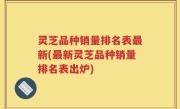 灵芝品种销量排名表最新(最新灵芝品种销量排名表出炉)
