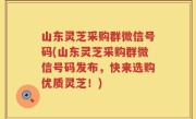 山东灵芝采购群微信号码(山东灵芝采购群微信号码发布，快来选购优质灵芝！)