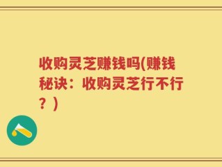 收购灵芝赚钱吗(赚钱秘诀：收购灵芝行不行？)