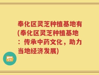 奉化区灵芝种植基地有(奉化区灵芝种植基地：传承中药文化，助力当地经济发展)
