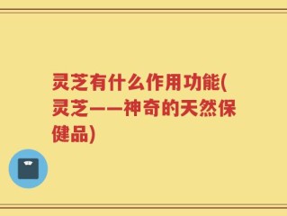 灵芝有什么作用功能(灵芝——神奇的天然保健品)