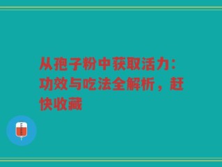 从孢子粉中获取活力：功效与吃法全解析，赶快收藏