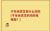 千年肉灵芝有什么功效(千年肉灵芝的功效有哪些？)