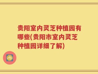 贵阳室内灵芝种植园有哪些(贵阳市室内灵芝种植园详细了解)