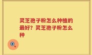 灵芝孢子粉怎么种植的最好？灵芝孢子粉怎么种