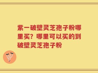 紫一破壁灵芝孢子粉哪里买？哪里可以买的到破壁灵芝孢子粉
