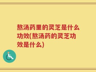 熬汤药里的灵芝是什么功效(熬汤药的灵芝功效是什么)