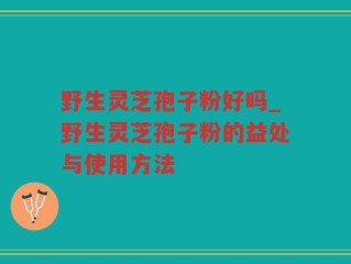 野生灵芝孢子粉好吗_野生灵芝孢子粉的益处与使用方法