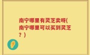 南宁哪里有灵芝卖呀(南宁哪里可以买到灵芝？)