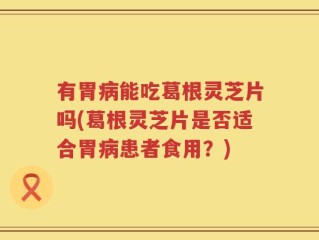 有胃病能吃葛根灵芝片吗(葛根灵芝片是否适合胃病患者食用？)