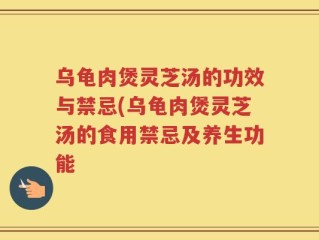 乌龟肉煲灵芝汤的功效与禁忌(乌龟肉煲灵芝汤的食用禁忌及养生功能