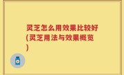 灵芝怎么用效果比较好(灵芝用法与效果概览)
