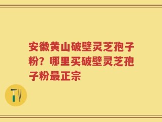 安徽黄山破壁灵芝孢子粉？哪里买破壁灵芝孢子粉最正宗
