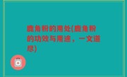 鹿角粉的用处(鹿角粉的功效与用途，一文道尽)
