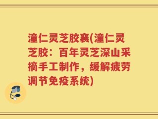 潼仁灵芝胶襄(潼仁灵芝胶：百年灵芝深山采摘手工制作，缓解疲劳调节免疫系统)