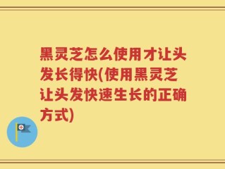 黑灵芝怎么使用才让头发长得快(使用黑灵芝让头发快速生长的正确方式)