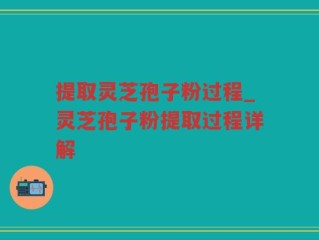 提取灵芝孢子粉过程_灵芝孢子粉提取过程详解