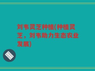 刘韦灵芝种植(种植灵芝，刘韦助力生态农业发展)
