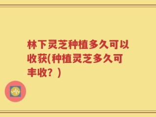 林下灵芝种植多久可以收获(种植灵芝多久可丰收？)