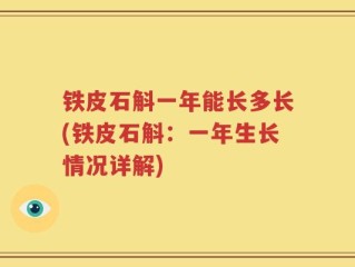 铁皮石斛一年能长多长(铁皮石斛：一年生长情况详解)