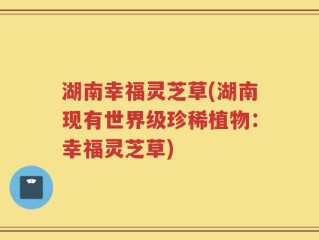 湖南幸福灵芝草(湖南现有世界级珍稀植物：幸福灵芝草)