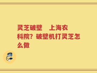 灵芝破壁   上海农科院？破壁机打灵芝怎么做