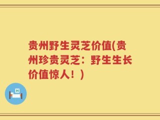 贵州野生灵芝价值(贵州珍贵灵芝：野生生长价值惊人！)